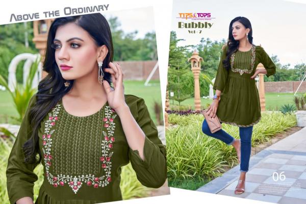 Tips Tops Bubbly vol 7 Rayon Slub Designer Western Top Collection